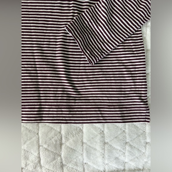 NWT Loft | Long Sleeve Striped Tee | Burgundy and White | Size Medium - Picture 6 of 10